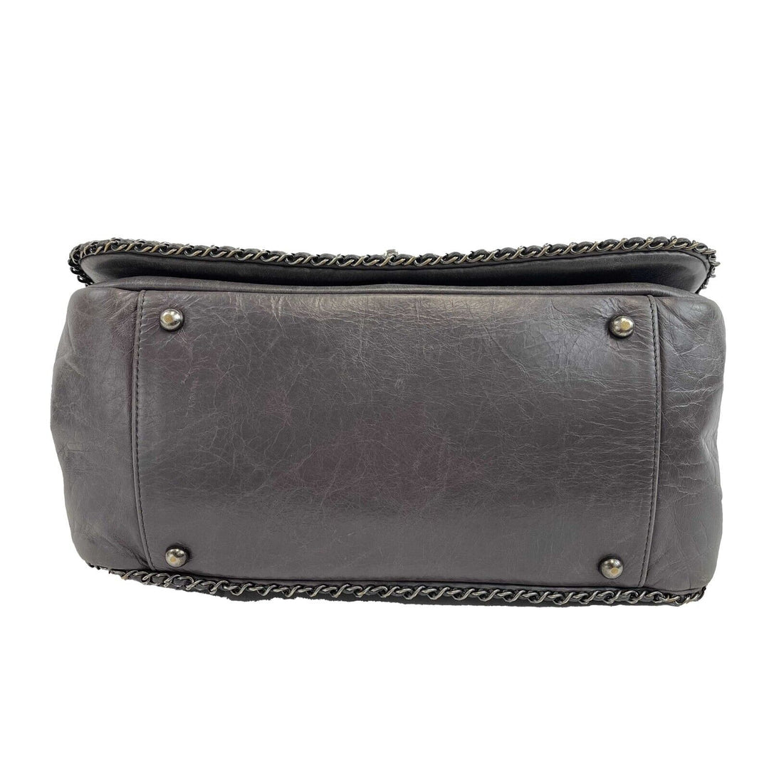 Chanel - Calfskin Quilted Large CC Enchained Accordion - Gray Shoulder Bag