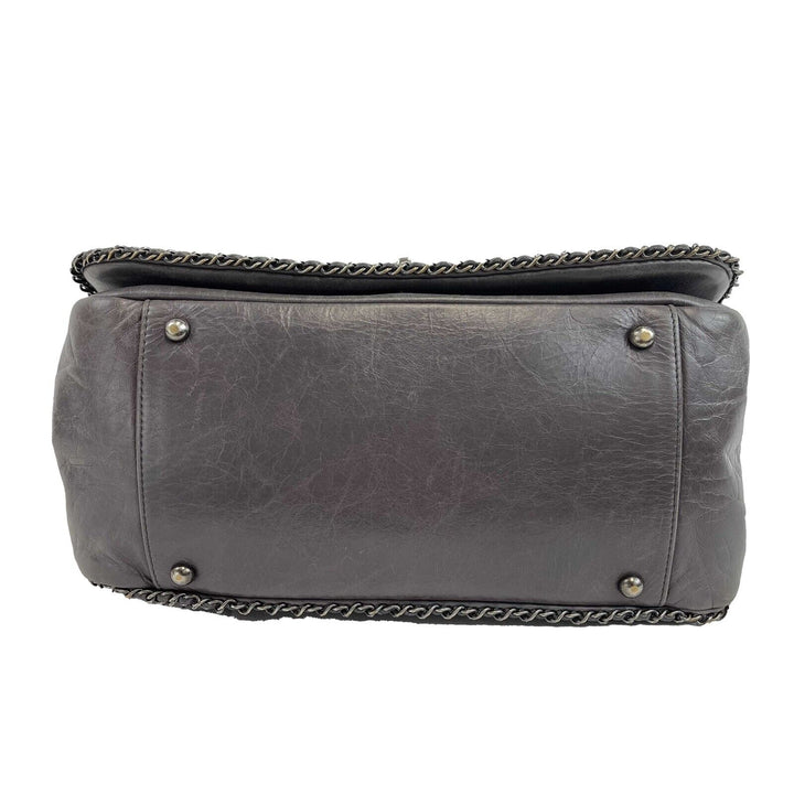 Chanel - Calfskin Quilted Large CC Enchained Accordion - Gray Shoulder Bag