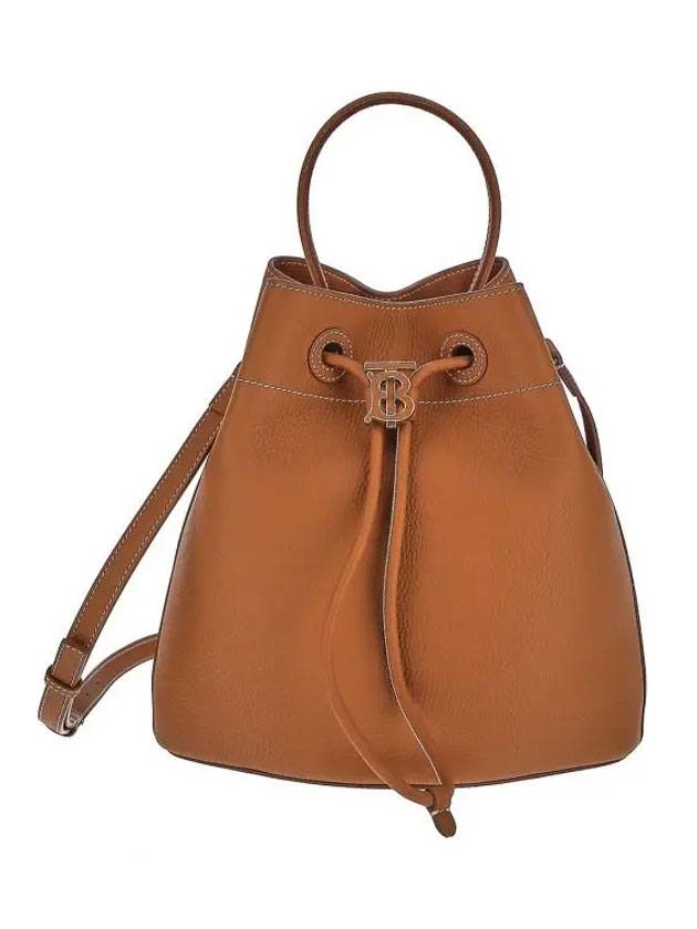 Burberry TB Logo Leather Small Bucket Bag Brown