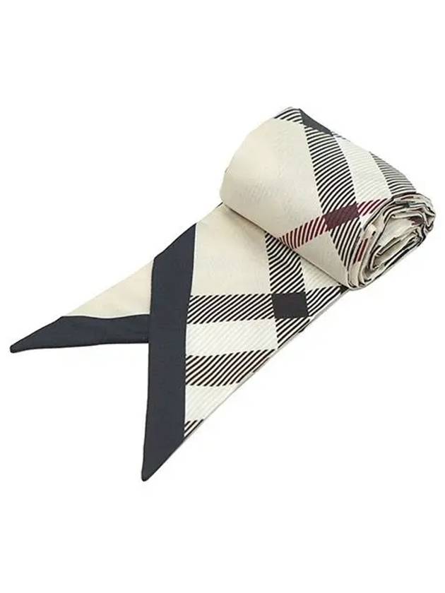 Burberry Skinny Check Silk Scarf Stone