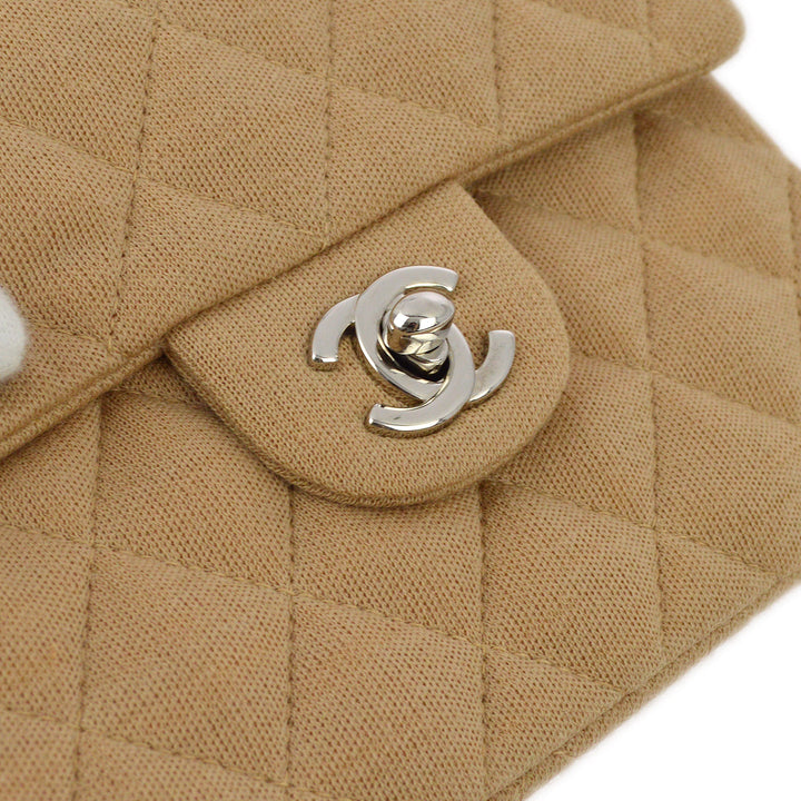 Top Quality Chanel Beige Cotton Mini Classic Square Flap Shoulder Bag 17