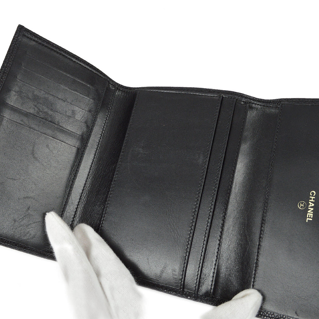 Top Quality Chanel 2000-2002 Black Caviar Wallet Purse