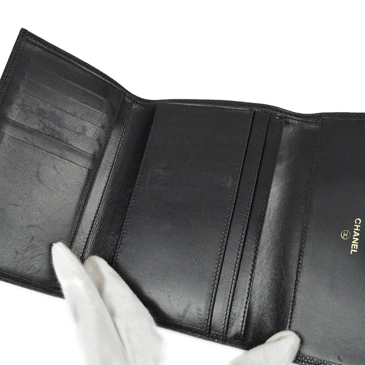 Top Quality Chanel 2000-2002 Black Caviar Wallet Purse