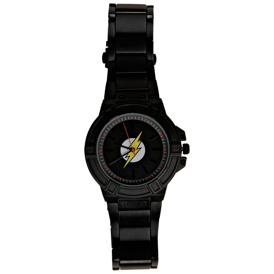 DC Comics Flash Classic Symbol Watch Face with Black Metal Band