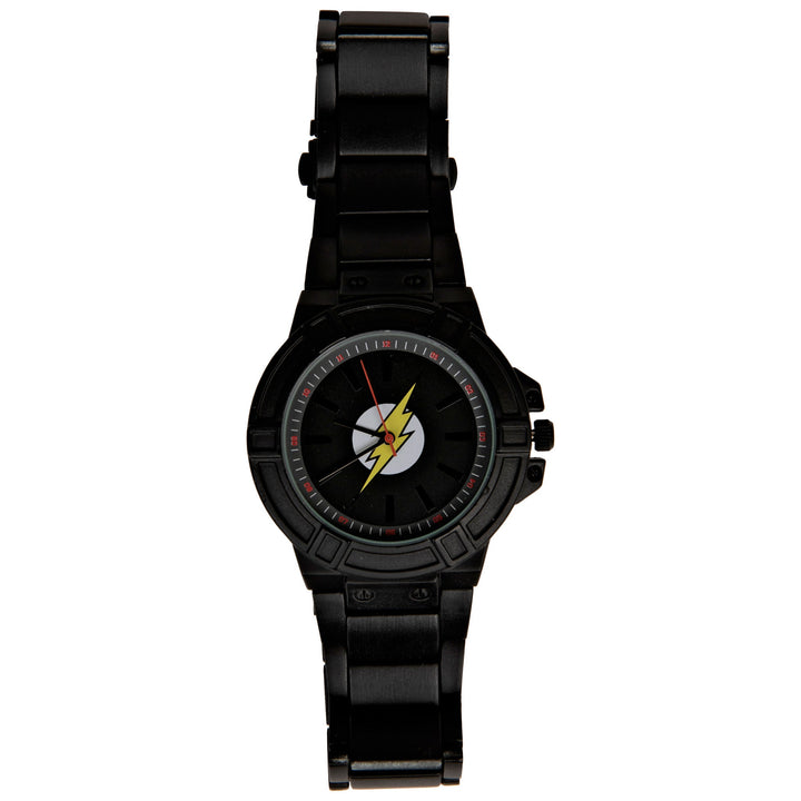 DC Comics Flash Classic Symbol Watch Face with Black Metal Band