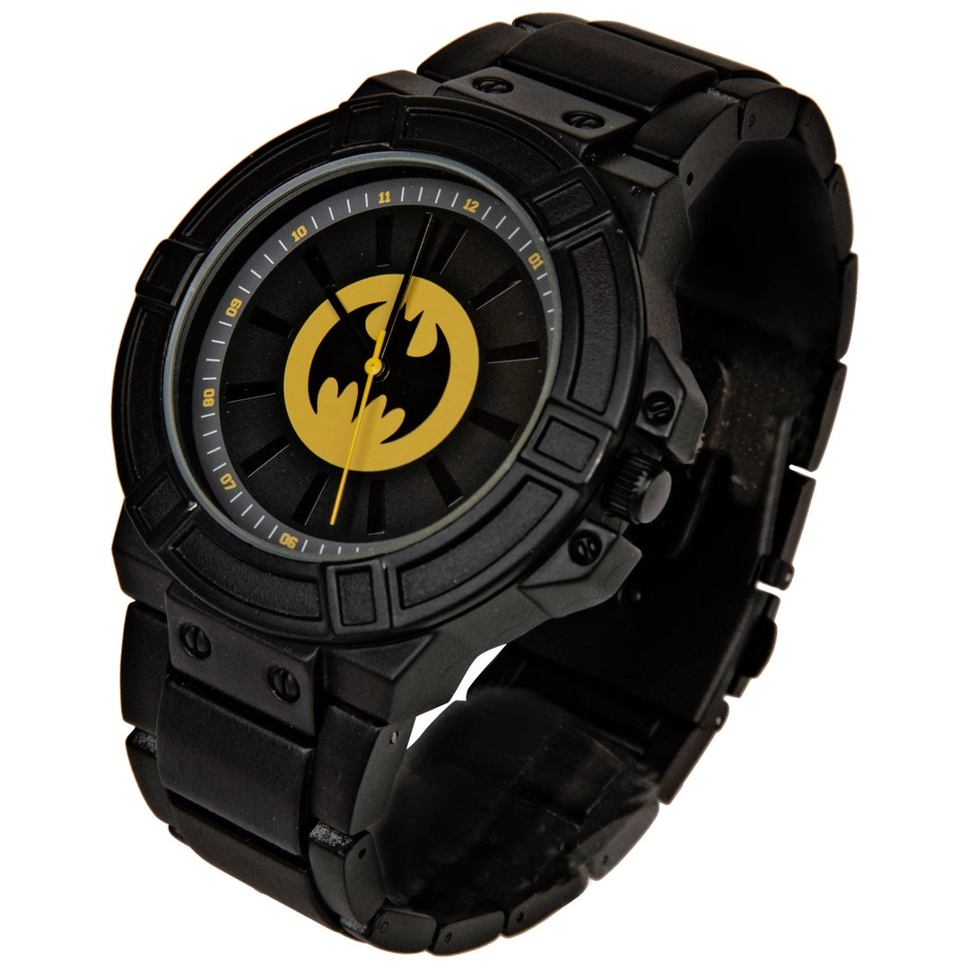 DC Comics Batman Classic Symbol Watch Face with Black Metal Band