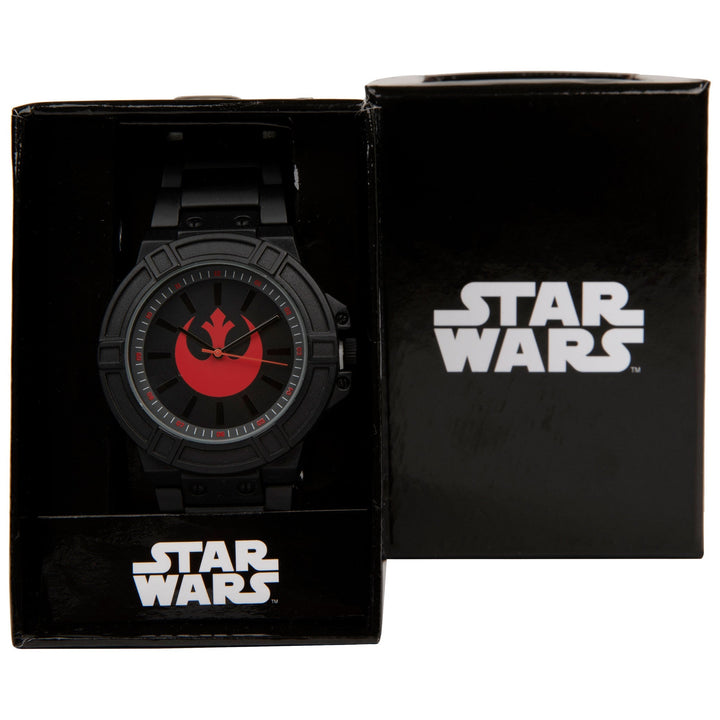 Star Wars Rebel Hope Symbol Watch Face with Black Metal Band