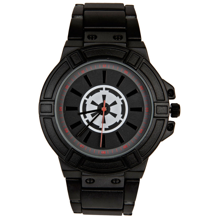 title:Star Wars Empire Symbol Watch Face with Black Metal Band;color:Black