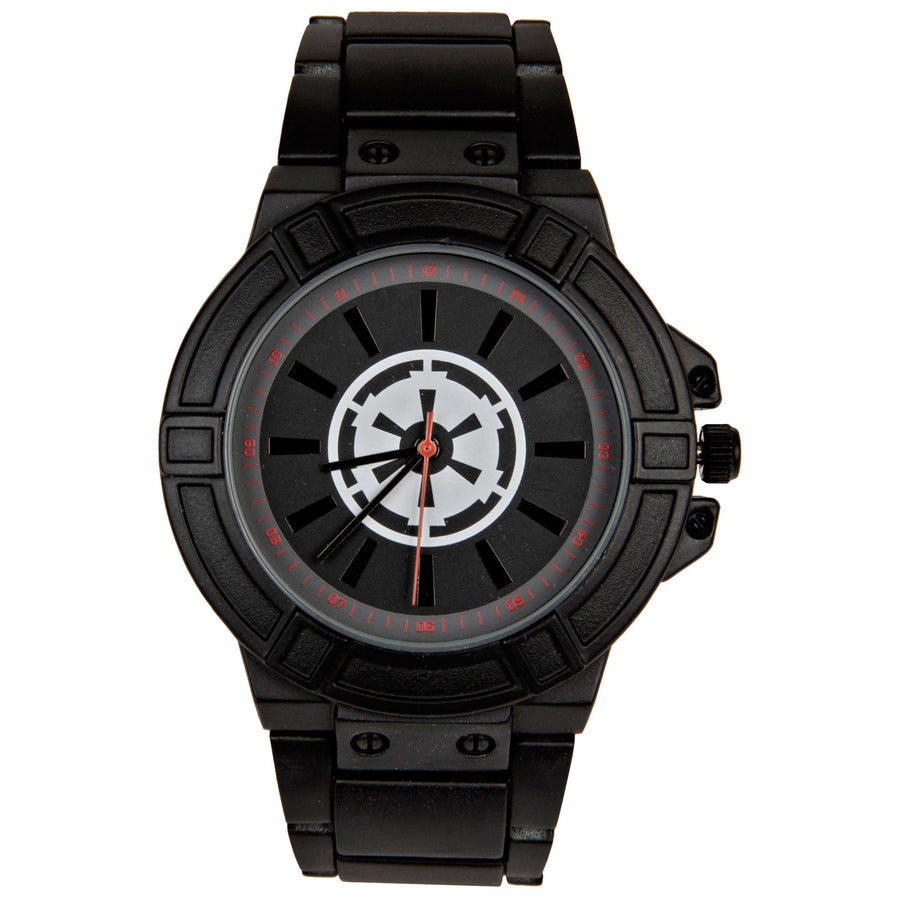 title:Star Wars Empire Symbol Watch Face with Black Metal Band;color:Black