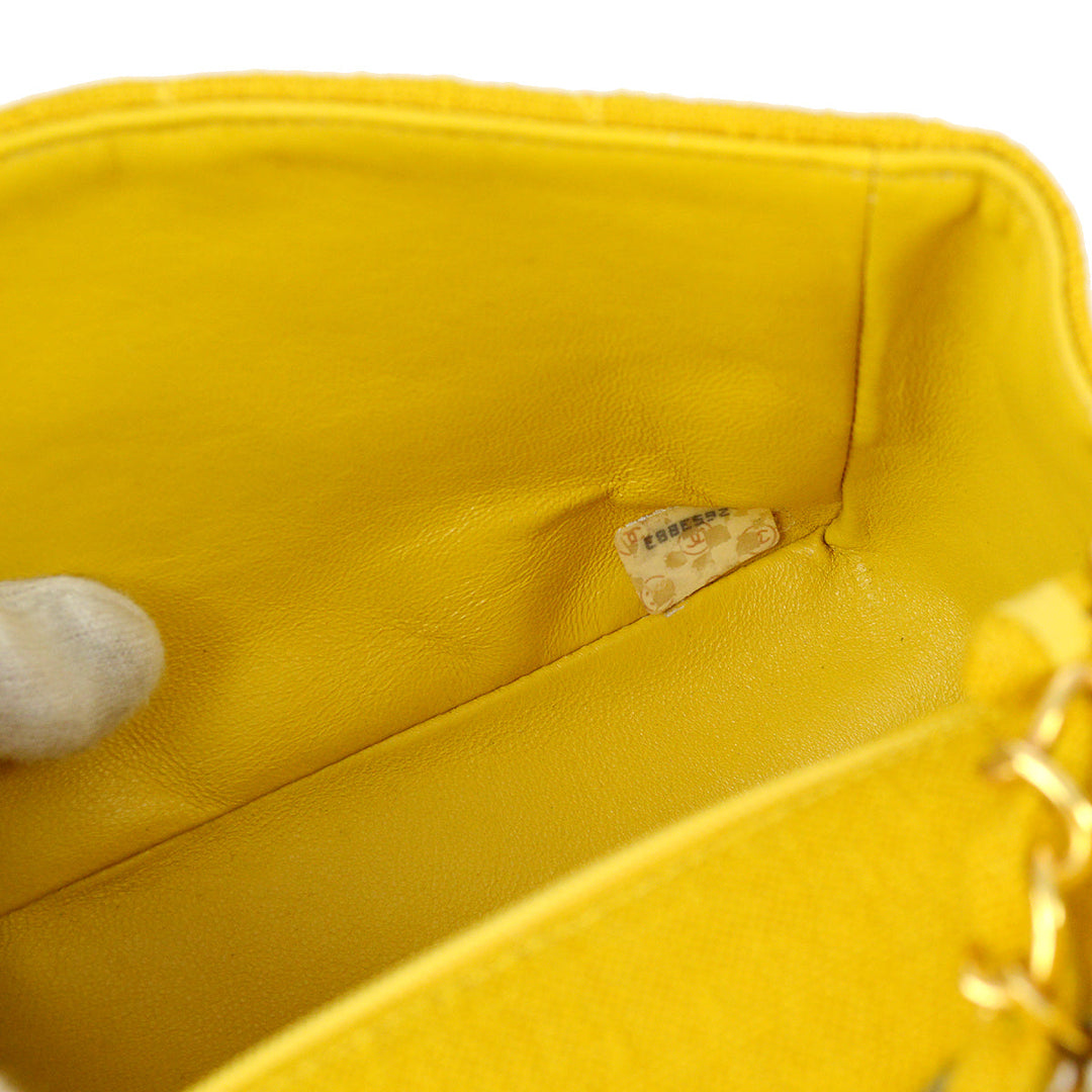 Top Quality Chanel * 1991-1994 Diana Small Yellow Linen