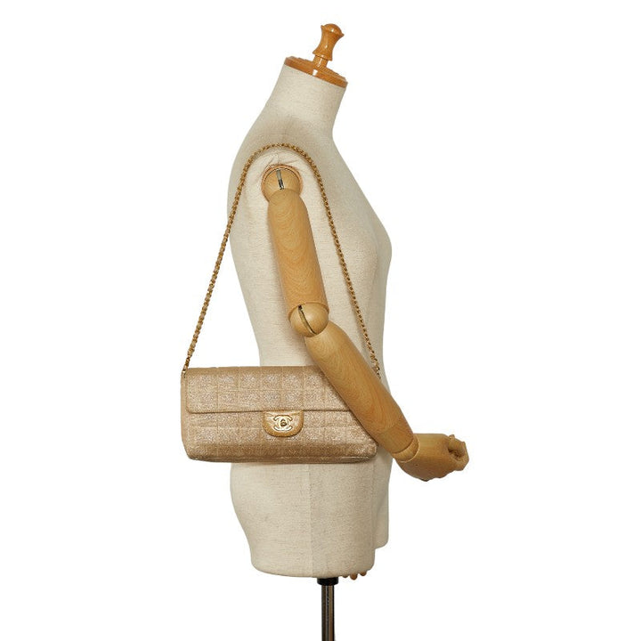 Top Quality Chanel Coco New Label Line Chain Shoulder Bag Beige Canvas Leather  Chanel