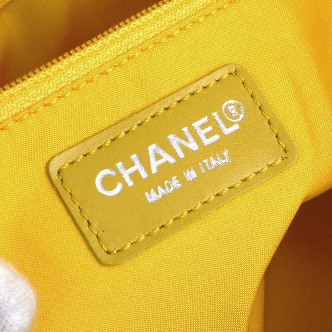 Top Quality Chanel 2001-2003 Yellow Jacquard Nylon New Travel Line Shoulder Bag