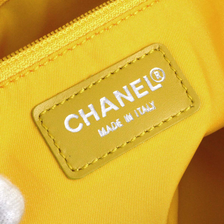 Top Quality Chanel 2001-2003 Yellow Jacquard Nylon New Travel Line Shoulder Bag