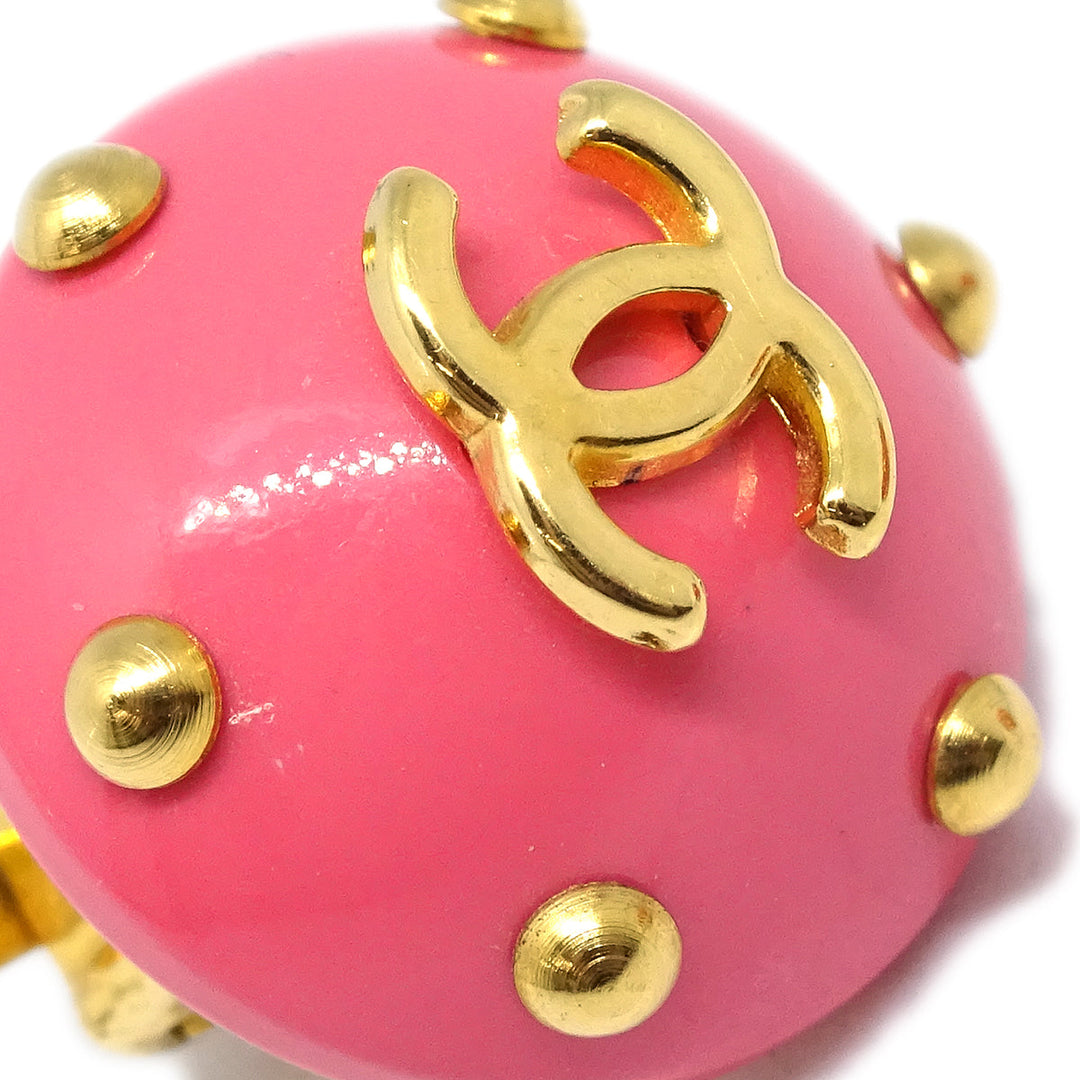 Top Quality Chanel Button Earrings Clip-On Pink 96C