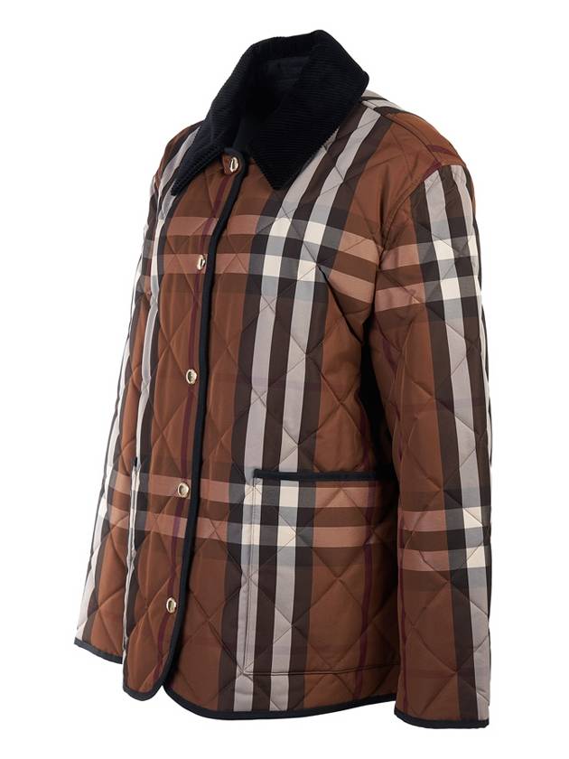 Burberry WoMen's Check Diamond Quilted Jacket Brown