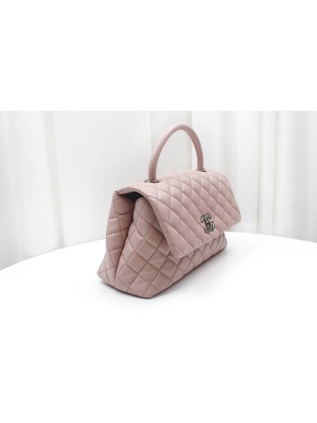 Coco Handle Quilted Caviar Medium Pink Tote Shoulder Bag 23rd A92990 Chanel