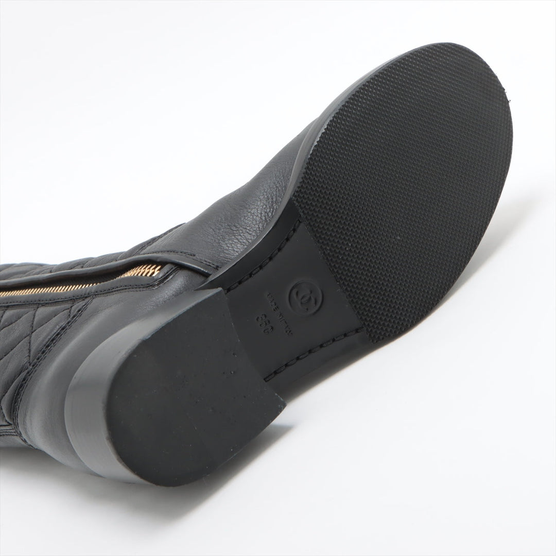 Top Quality Chanel Coco Leather Short Boots 36C  Black G36707 Matrasse Side Zip