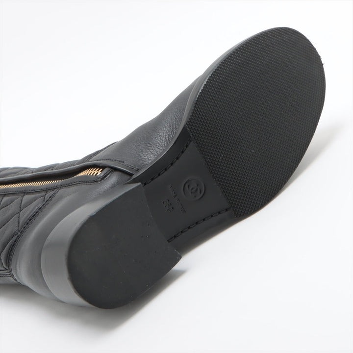 Top Quality Chanel Coco Leather Short Boots 36C  Black G36707 Matrasse Side Zip