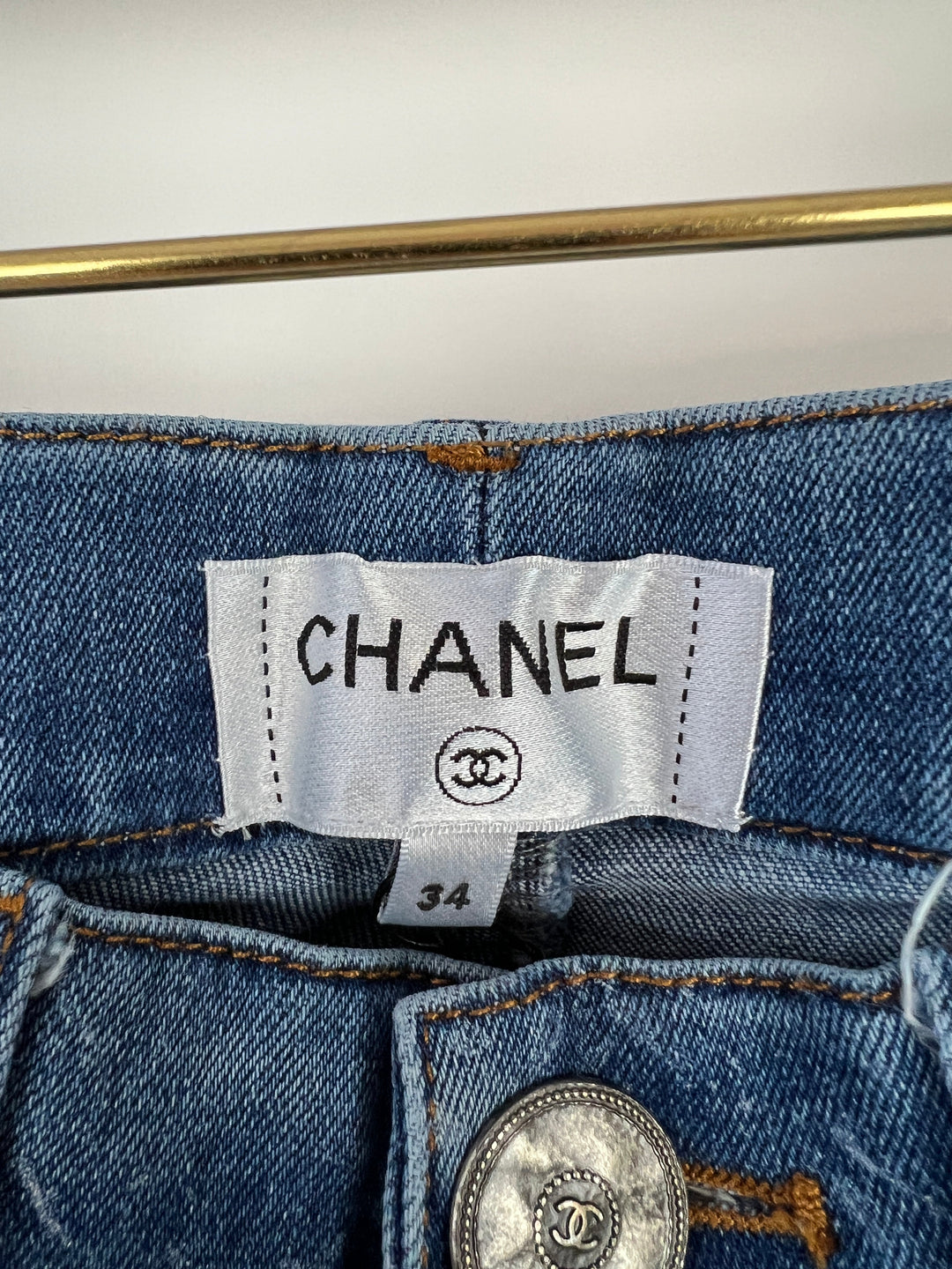 Top Quality Chanel Blue Diamond Print Skinny Jeans Size FR 34 (UK 6)