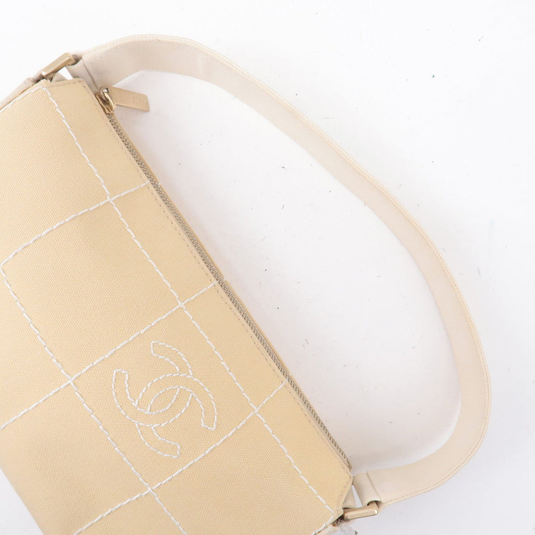 Top Quality Chanel Chocolate Bar Canvas Hand Bag Shoulder Bag Beige