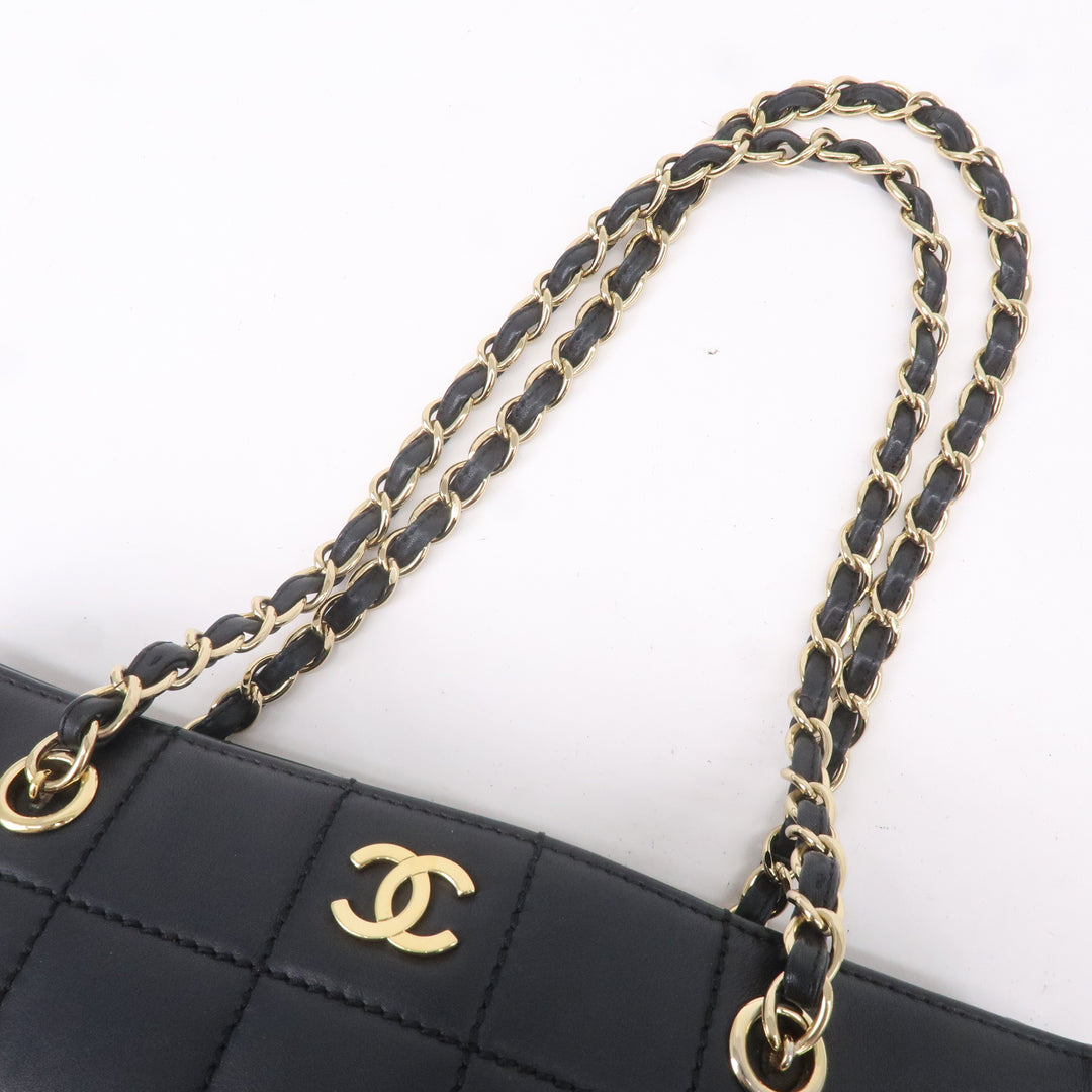 Top Quality Chanel Chocolate Bar Lamb Skin Chain Tote Bag Black A17859