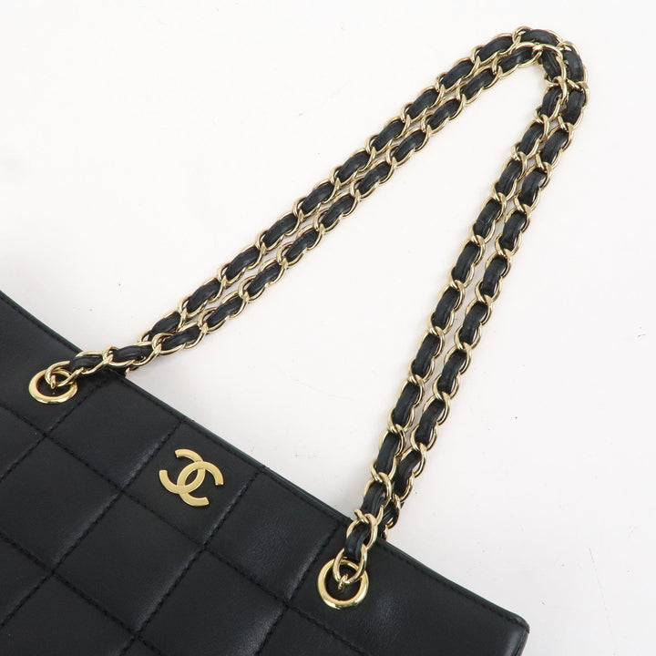 Top Quality Chanel Chocolate Bar Lamb Skin Chain Tote Bag Black