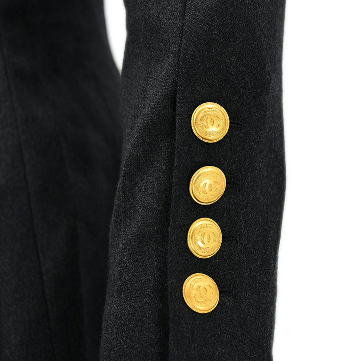 Top Quality Chanel Double Breasted Jacket Black 96A #38