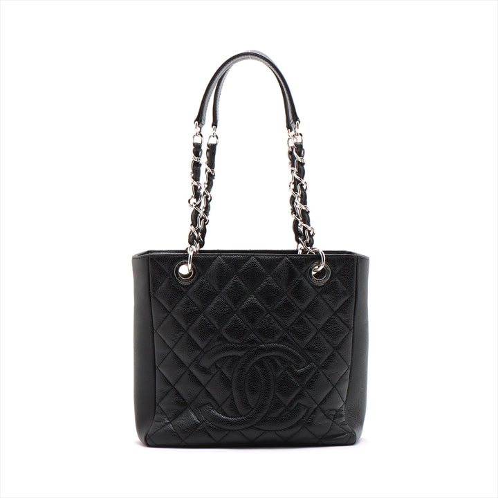 Top Quality Chanel PST Caviar S Tote Top Bag Black Silver Gold  15th