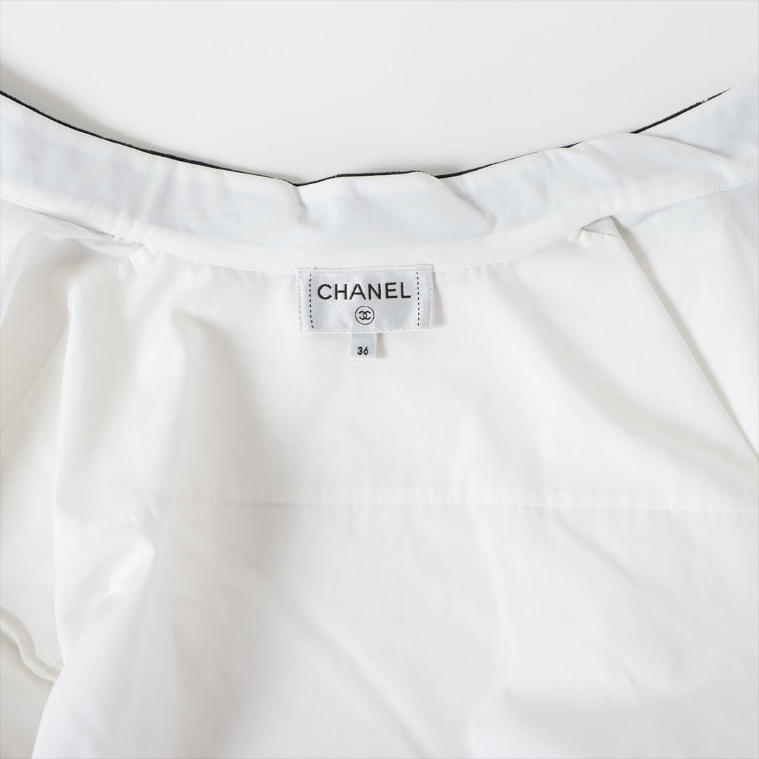 Top Quality Chanel Coconut Button Cotton X Silk  36  Black X White P73408