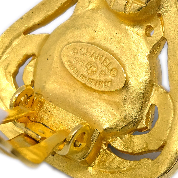 Top Quality Chanel 1995 Gold & Blue Marble 'CC' Earrings