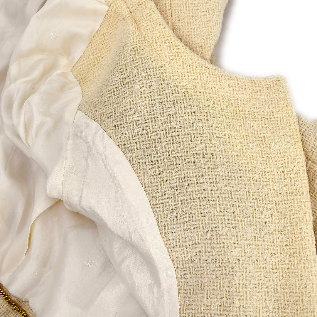 Top Quality Chanel Collarless Jacket Ivory 95C #36