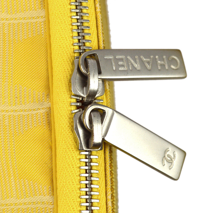 Top Quality Chanel 2001-2003 Yellow Jacquard Nylon New Travel Line Handbag