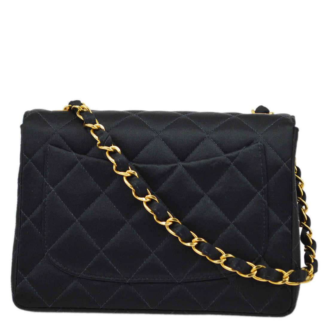 Top Quality Chanel Black Satin Mini Classic Square Flap Bag 17