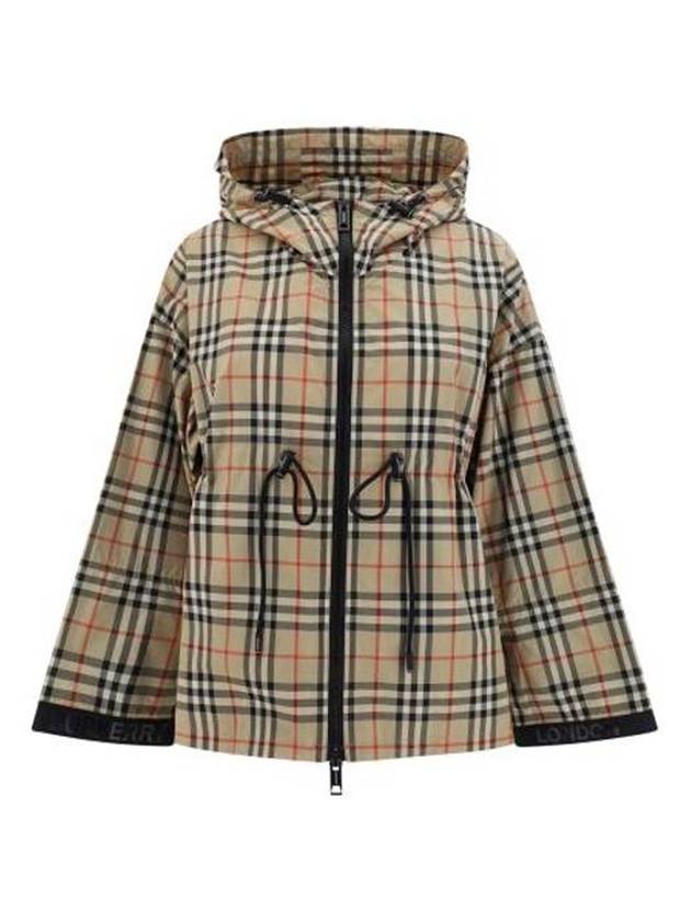 Burberry WoMen's Back-tone Check Zip-up Hooded Jacket Beige