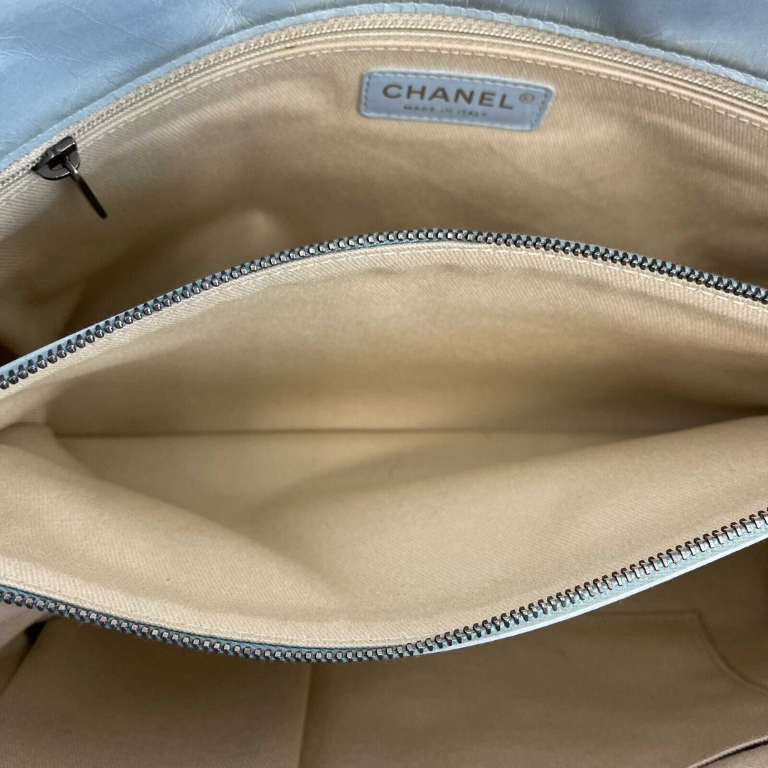Chanel - Baby Blue Seasonal CC Jumbo Single New - Lambskin / Ruthenium Hardware