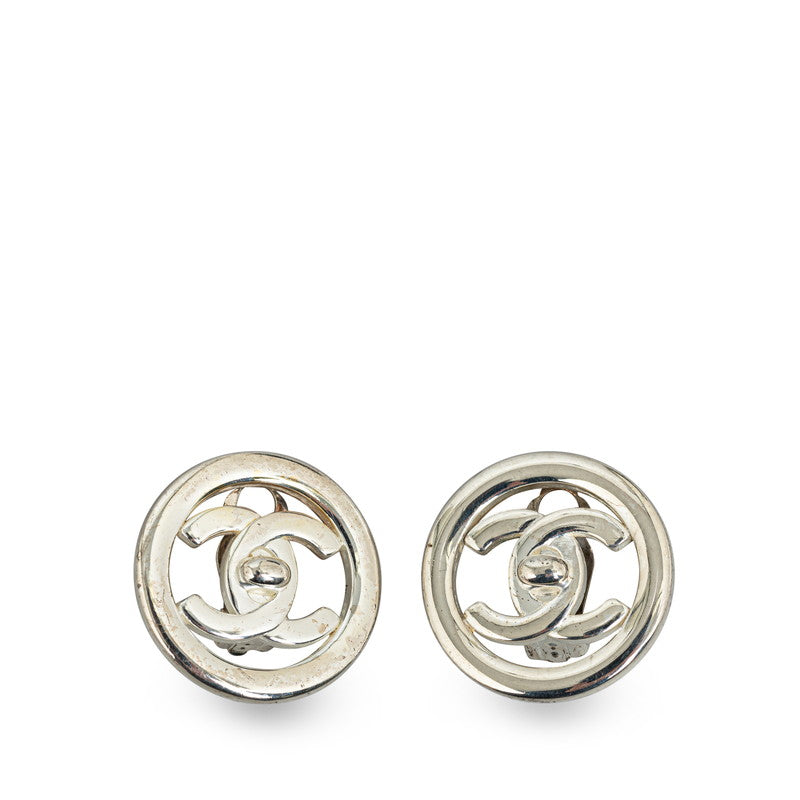 Top Quality Chanel Vintage Cocomark Whiteboard Rock Earring Silver Metal  Chanel