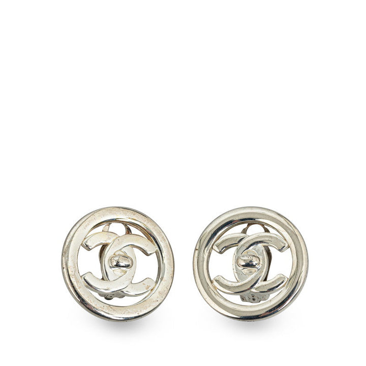 Top Quality Chanel Vintage Cocomark Whiteboard Rock Earring Silver Metal  Chanel
