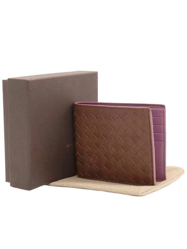 Bottega veneta Brown Purple Intrecciato Weaving VN Folder Bicycle Wallet