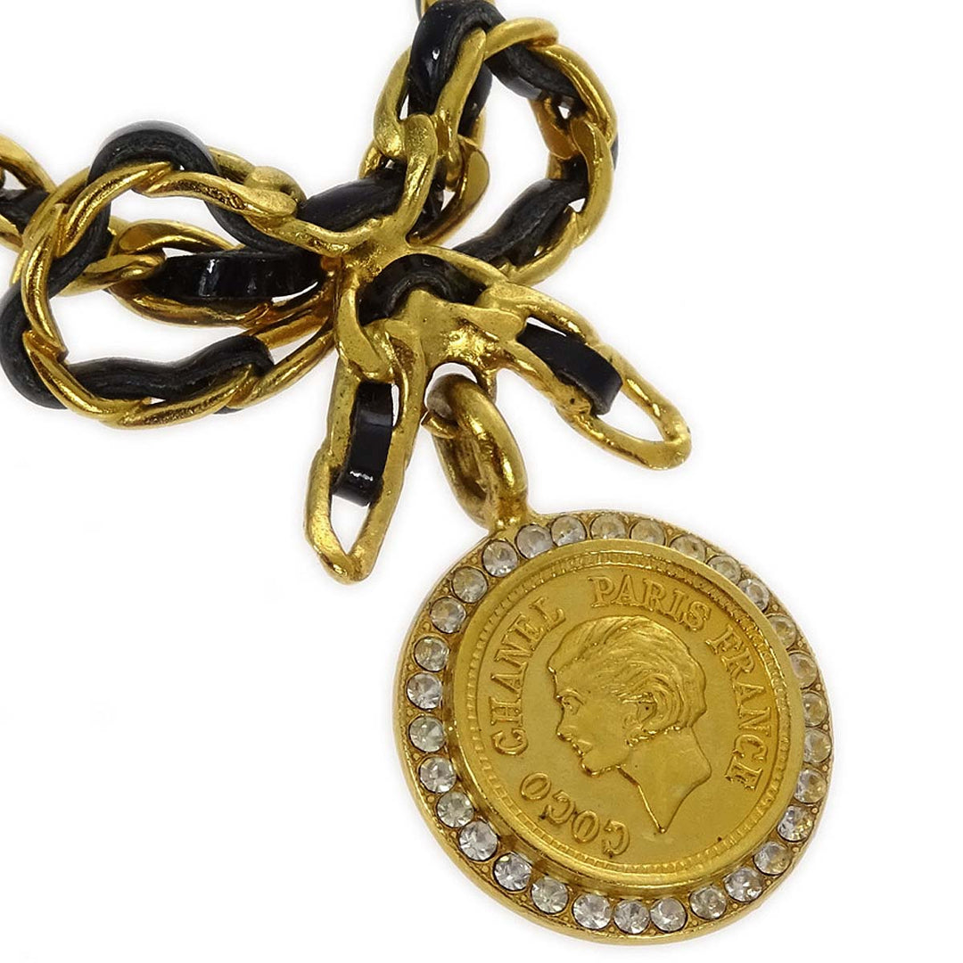 Top Quality Chanel Pendant Necklace Gold Black 96P