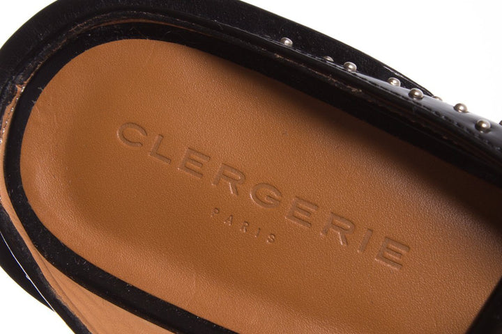Clergerie Black Studded Mules SZ 36