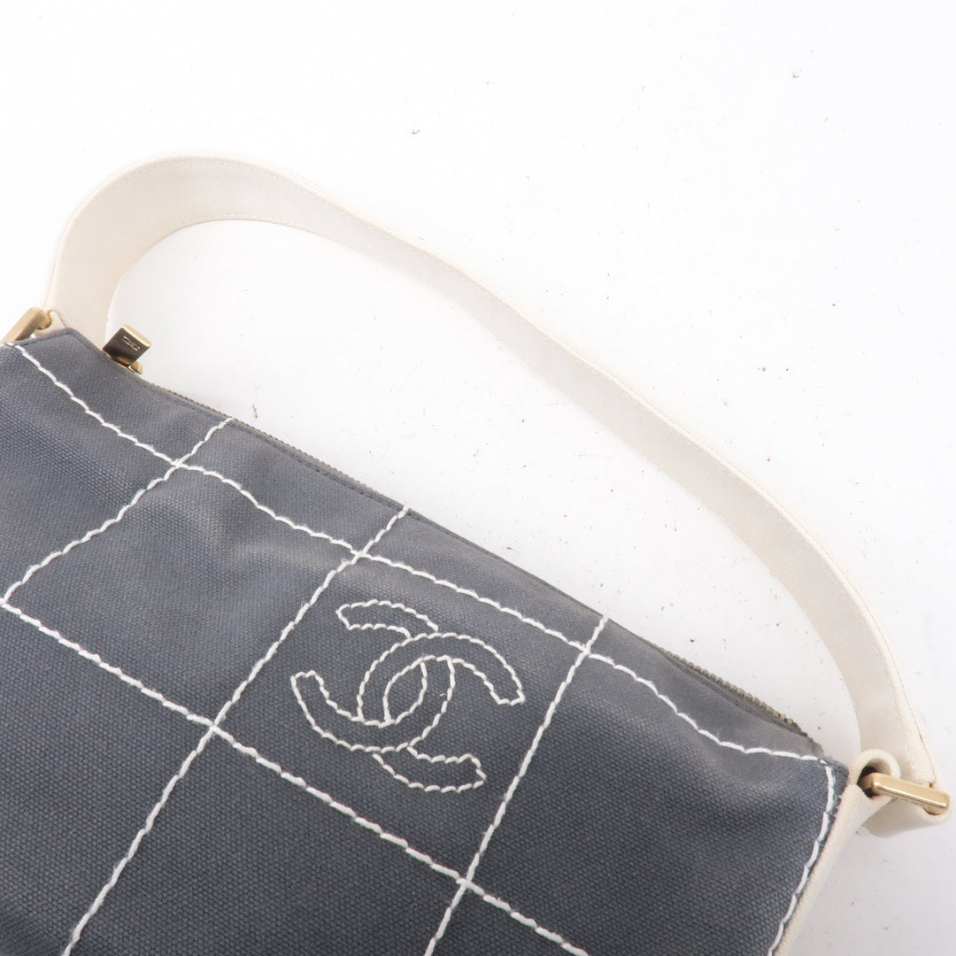 Top Quality Chanel Chocolate Bar Wild Stitch Canvas Hand Bag Gray