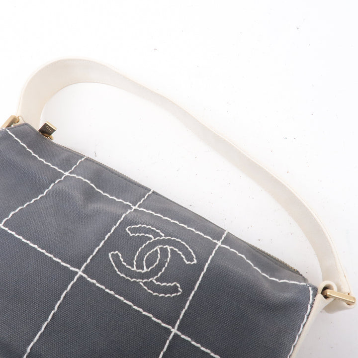 Top Quality Chanel Chocolate Bar Wild Stitch Canvas Hand Bag Gray