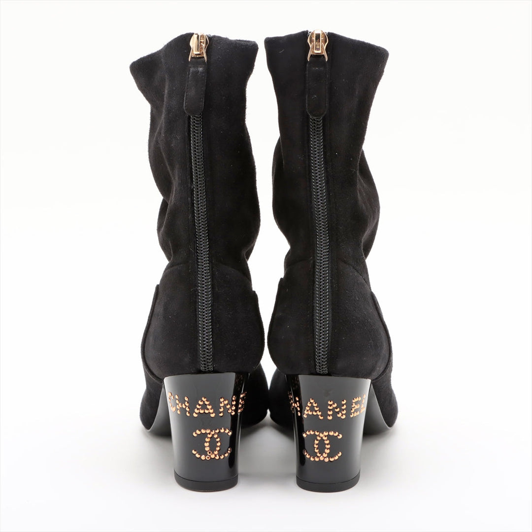 Top Quality Chanel Coco Short Boots 36  Black G35000 Line Stone