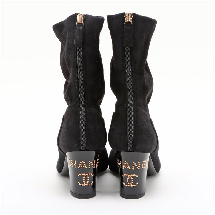 Top Quality Chanel Coco Short Boots 36  Black G35000 Line Stone