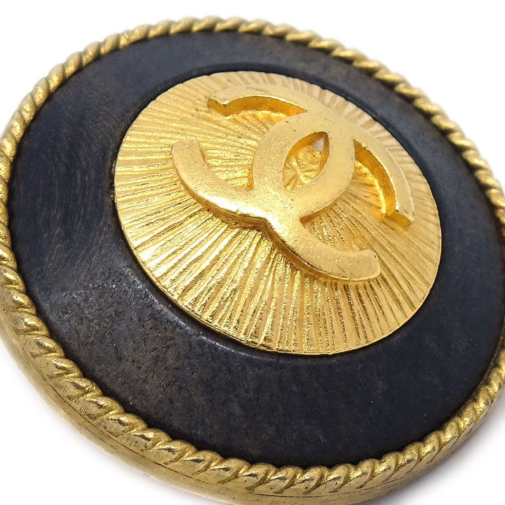 Top Quality Chanel Black & Gold Rope Edge Earrings Clip-On