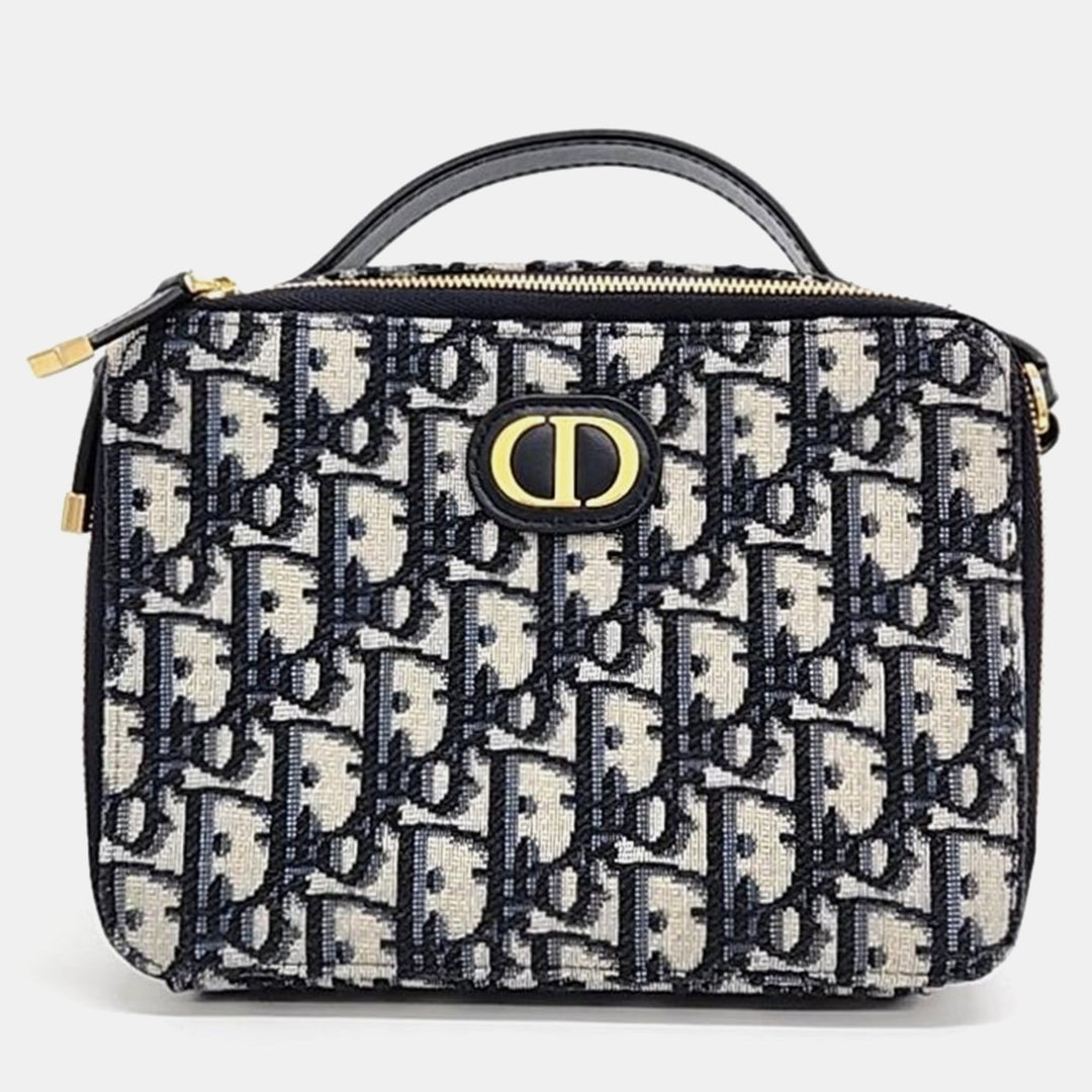 Top quality Dior Christian Ecru/Navy Oblique 30 Montaine Box Bag