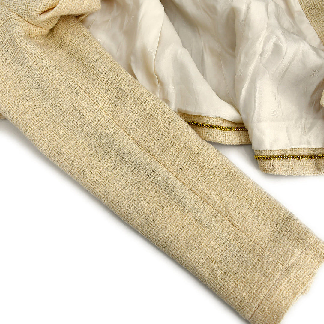 Top Quality Chanel Collarless Jacket Ivory 95C #36