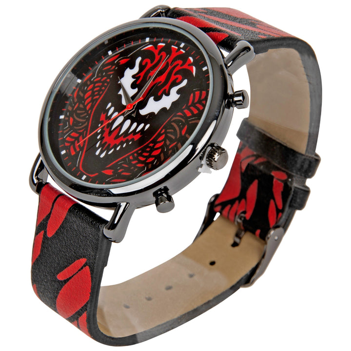 Carnage Face and Symbiote Watch with Faux Leather Strap