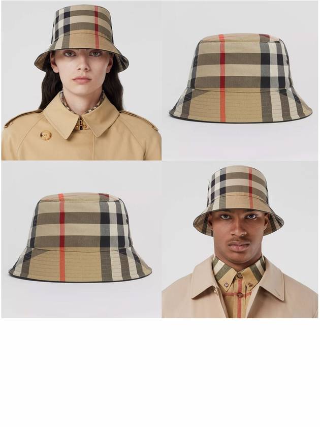 Burberry Check Pattern Cotton Bucket Hat Beige