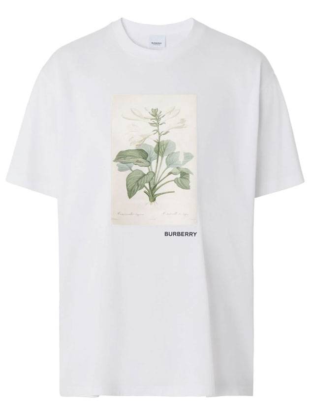 Burberry Botanical Sketch Cotton Overfit Short Sleeve T-Shirt White